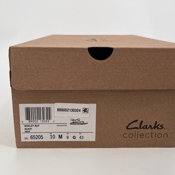 Clarks Wesley Bay Size 10M Black Synthetic Hook Loop Trail Tread Sandal - Picture 12 of 12